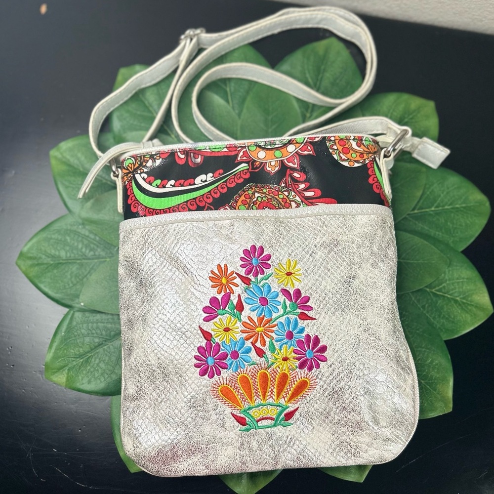 Women’s (Replica Consuela Bag) Floral/Metallic Silver Crossbody Bag